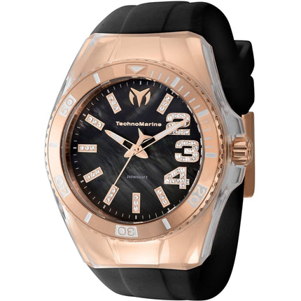Technomarine Women's Watch - Cruise Monogram Rose Gold Case Black Strap | TM-121247 ,