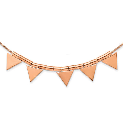 Stainless Steel Rose IP-Plated Triangle Charm w/2in. Ext. Necklace ,