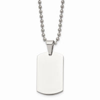 Stainless Steel Brushed & Polished 1.85mm Reversible Dog Tag Necklace ,