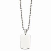 Stainless Steel Brushed & Polished 1.85mm Reversible Dog Tag Necklace ,