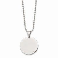 Stainless Steel Brushed & Polished Round 2.0mm Dog Tag Necklace ,