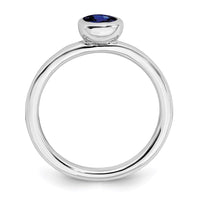 Sterling Silver Stackable Expressions Low 5mm Round Cr. Sapphire Ring | QSK516 ,