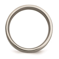 Titanium Grooved Sterling Silver Inlay 8mm Brushed Band | TB372 ,