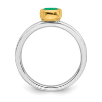 Sterling Silver Stackable Expressions w/Gold-plate Cr. Emerald Ring | QSK1879 ,