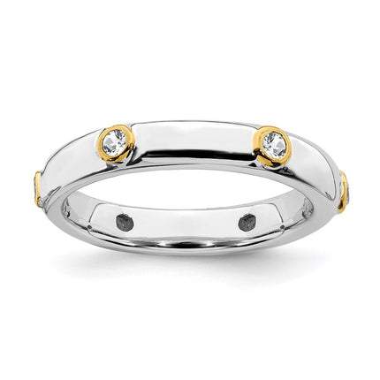 Sterling Silver Stackable Expressions Polished Diamond Ring | QSK643 ,