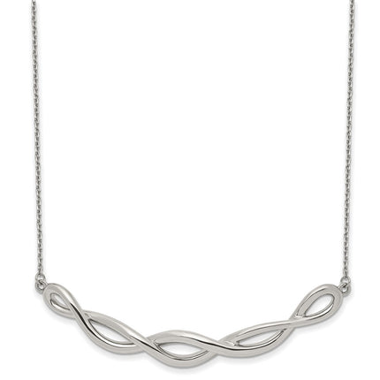 Stainless Steel Polished Twisted Bar 18 inch w/2in ext. Necklace ,
