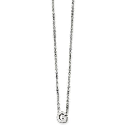 Stainless Steel Polished letter G w/ 2in ext. 18in Necklace ,