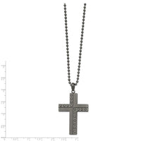 Stainless Steel Polished & Matte Finish Gun Metal IP Cross 22in Necklace ,