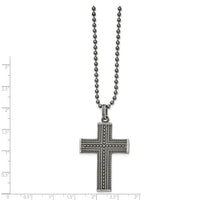 Stainless Steel Antiqued and Polished GunMetal IP Cross 22in Necklace ,