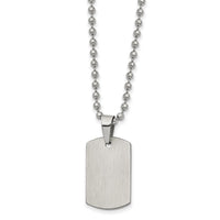 Stainless Steel Brushed and Polished Reversible Dog Tag 22 inch Necklace ,