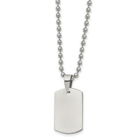 Stainless Steel Brushed and Polished Reversible Dog Tag 22 inch Necklace ,
