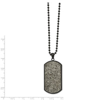 Stainless Steel Polished Black IP w/Sedimentary Rock Dog Tag 24in Necklace ,
