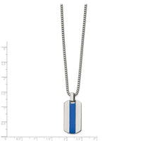 Stainless Steel Polished with Blue Enamel 20in Necklace ,