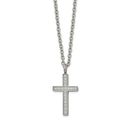 Stainless Steel Polished with CZ Cross 20in Necklace ,