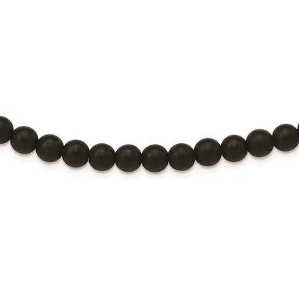 Stainless Steel Brushed Black Agate Antiqued Clasp 27in Necklace ,