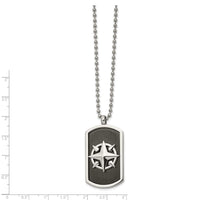 Stainless Steel Brushed and Polished Black IP-plated Compass 24in Necklace ,