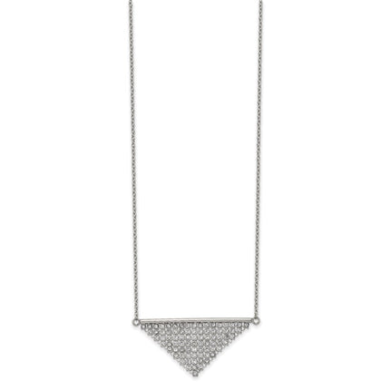Stainless Steel Polished w/Preciosa Crystal 16in w/2in ext. Necklace ,