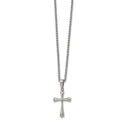 Stainless Steel Polished 22in Cross Necklace ,
