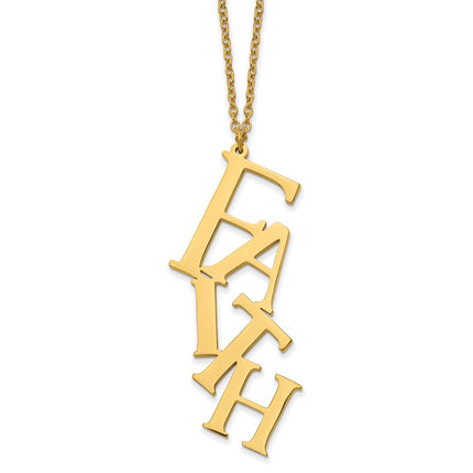 Stainless Steel Polished Yellow IP-plated FAITH w/2in ext 16in Necklace ,