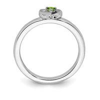 Sterling Silver Stackable Expressions Peridot Heart Ring | QSK1529 ,