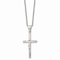 Stainless Steel Polished 22in Crucifix Necklace ,