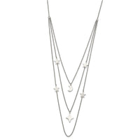 Stainless Steel Polished Stars & Moon Multi Strand w/1.75in ext Necklace ,