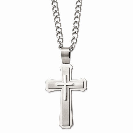 Stainless Steel Cross Pendant 24in Necklace ,