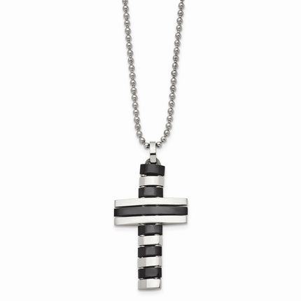 Stainless Steel Black IP-plated Cross Pendant Necklace ,