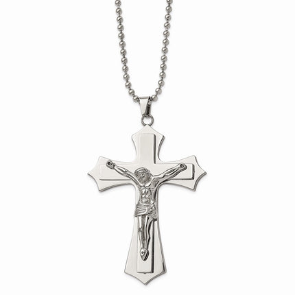 Stainless Steel Polished Crucifix Pendant 22in Necklace ,