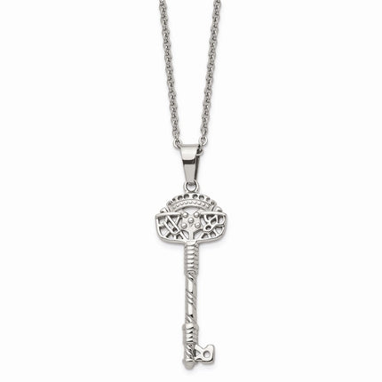 Stainless Steel Fancy Key Pendant Necklace ,