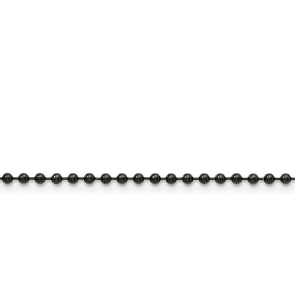 Stainless Steel 2.4mm IP Black-plated 24in Ball Chain ,