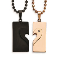 Stainless Steel Black IP-plated & Pink IP-plated Necklace Set ,