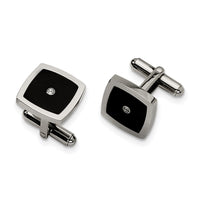 Stainless Steel Black Enamel & CZ 4-piece Boxed Set ,