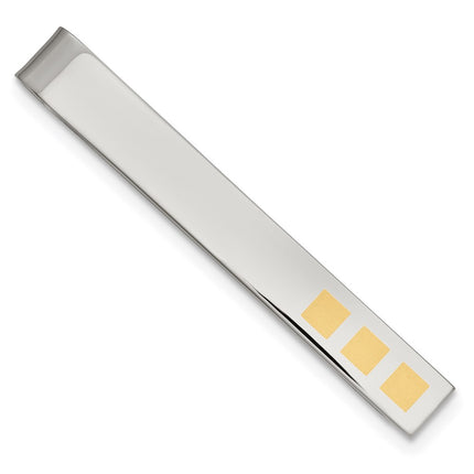 Stainless Steel Yellow IP-plated Tie Bar / Money Clip ,