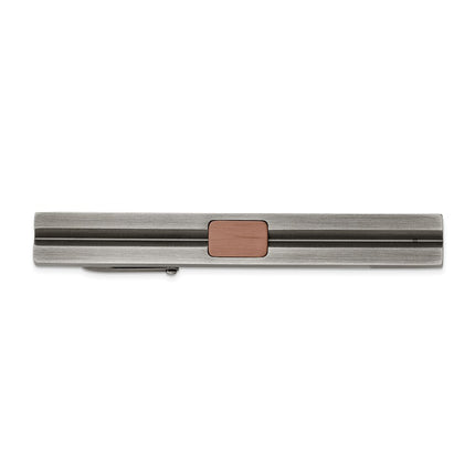 Stainless Steel Antiqued White Bronze Plated and Brown IP-plated Tie Bar ,