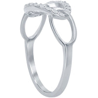 Classic Women's Silver Oval White CZ Linked Ring - W-2708 ,