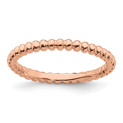 Sterling Silver Stackable Expressions Pink-plated Beaded Ring | QSK212 ,