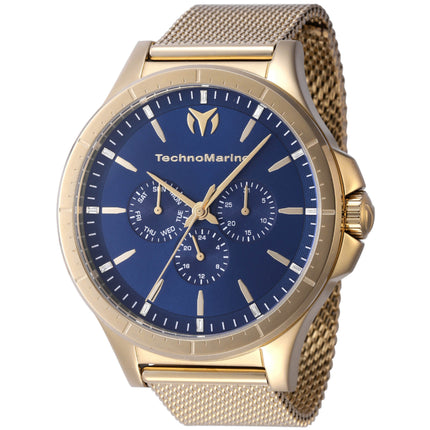 Technomarine Men's Watch - Moonsun Blue Dial Yellow Gold Mesh Bracelet | TM-822023 ,
