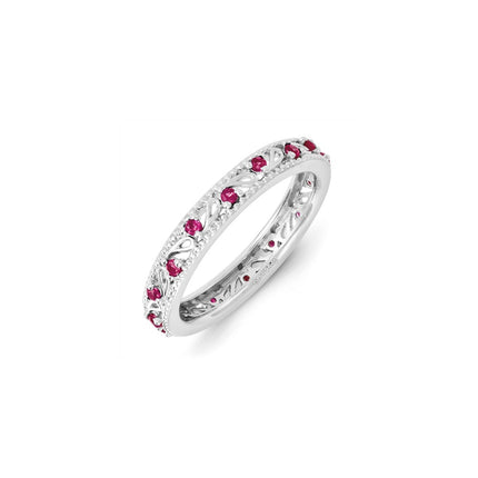 Sterling Silver Stackable Expressions Created Ruby Ring | QSK1233 ,