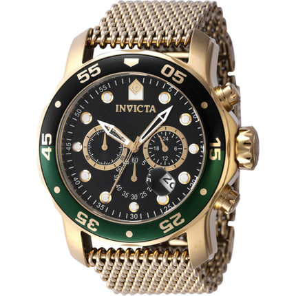 Invicta Men's Watch - Pro Diver Quartz Black Dial Yellow Gold Mesh Bracelet | 47632 ,
