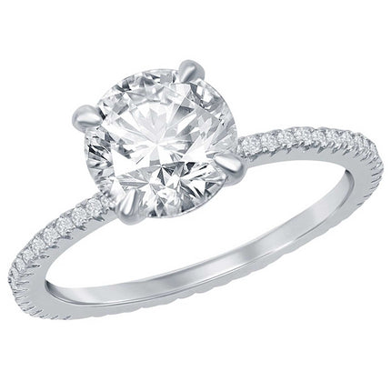 Classic Women's 8mm Round CZ Micro Pave Band Ring - W-2852 ,