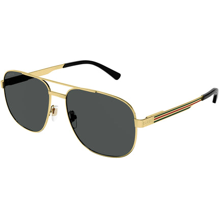 Gucci Men's Sunglasses - Gold Navigator Full Rim Metal Frame Grey Lens | GG1223S 002 ,
