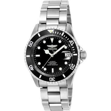 Invicta Men's Watch - Pro Diver Automatic Black Dial Silver Steel Bracelet | 9937OB ,