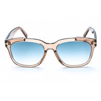 Tom Ford Unisex Sunglasses - Shiny Light Brown Frame Mirrored Green Lens | FT0714 45Q ,