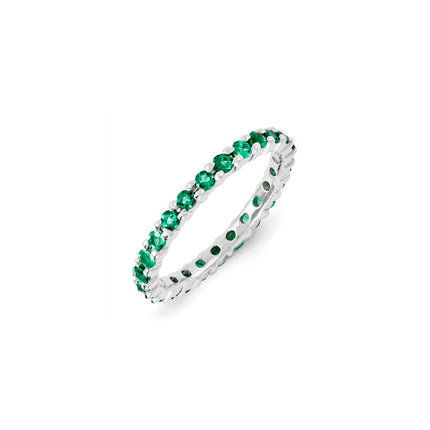 Sterling Silver Stackable Expressions Created Emerald Ring | QSK1210 ,
