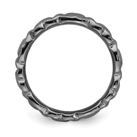 Sterling Silver Stackable Expressions Black-plated Hearts Ring | QSK285 ,