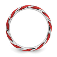 Sterling Silver Stackable Expressions Twisted Red Enameled Ring | QSK547 ,