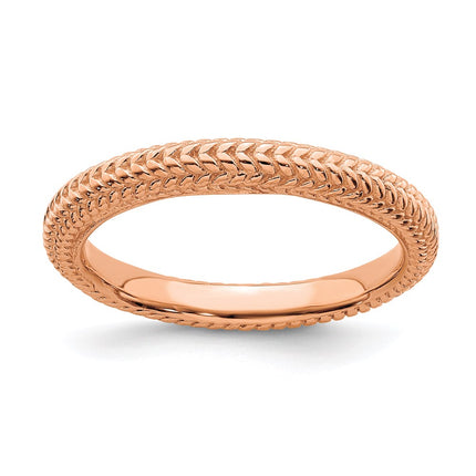 Sterling Silver Stackable Expressions Pink-plated Domed Ring | QSK884 ,