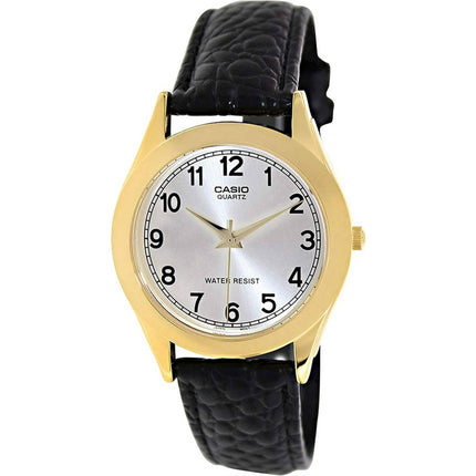 Casio Men's Watch - Quartz Silver Tone Dial Black Leather Strap | MTP1093Q-7B1 ,