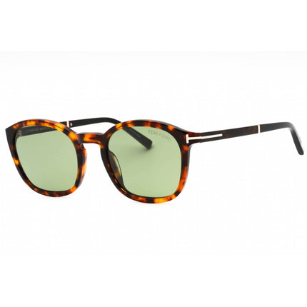 Tom Ford Men's Sunglasses - Dark Havana Round Full Rim Frame Green Lens | FT1020 52N ,